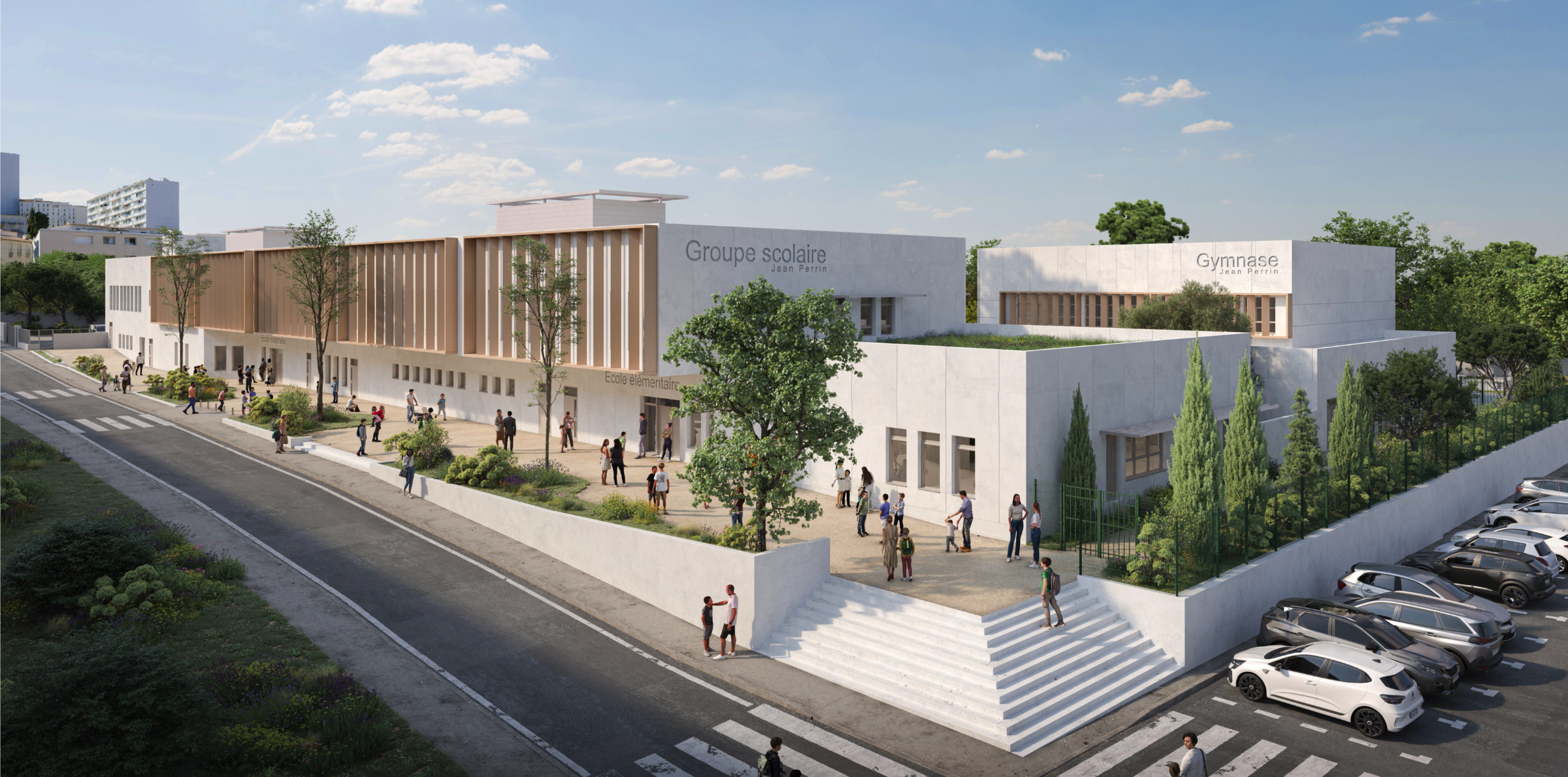 Perspective aérienne d'ensemble — Groupe scolaire Notre-Dame Limite